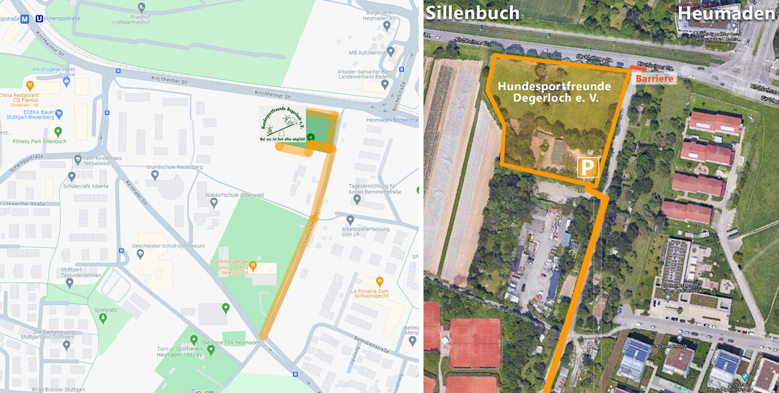 HSF Degerloch Anfahrt/Lageplan in Stuttgart-Sillenbuch